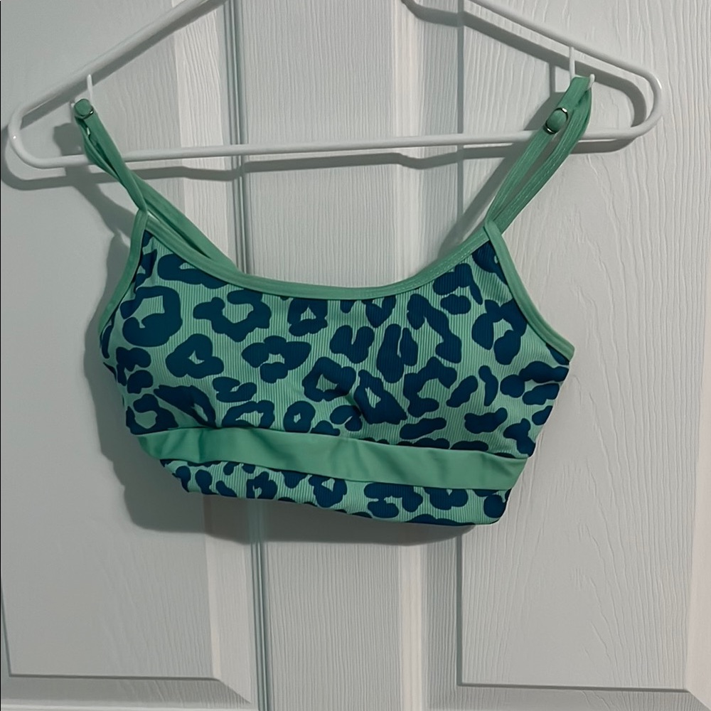 Green and Blue Leopard Print Crop Top